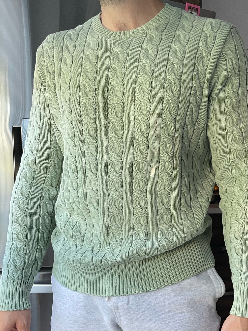 Polo Ralph Lauren cable knit Large sage green sweater men
